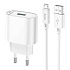 Адаптер Сетевой с кабелем Hoco C109A QC3.0 USB 3A/18W (USB/Micro USB) (white)