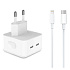 Адаптер Сетевой с кабелем - MHJE3ZM/A PD 2*Type-C 3,8A/35W (Type-C/Lightning) (C) (white)