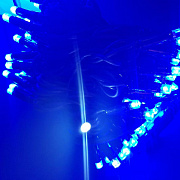Светодиодная гирлянда Гирлянда уличная нить 100 светодиодов, 8мм, 10 метров, коннектор, синий (провод черный)