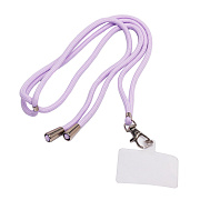 Шнурок текстильный на шею с карабином (круглый) (light violet)