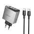 Адаптер Сетевой с кабелем Borofone BN22 Lena PD 2Type-C/USB 3A/65W (Type-C/Type-C) (metal gray)