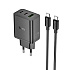 Адаптер Сетевой с кабелем Hoco N50 Scenery 2Type-C/USB 3A/45W (Type-C/Type-C) (black)