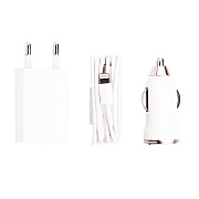 Адаптер Сетевой +Авто (набор) - 5S USB 1A/5W (Lightning) (white)