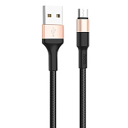 Кабель USB - micro USB Hoco X26 Xpress 10W 100см 2A  (black/gold)