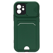 Чехол-накладка - PC066 с картхолдером (360) для "Apple iPhone 12" (green/black) (206993)