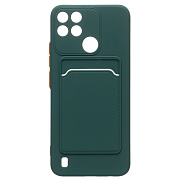 Чехол-накладка - SC315 с картхолдером для "Realme C21Y/C25Y" (dark green)