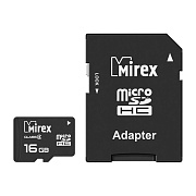 Карта флэш-памяти MicroSD 16 Гб Mirex +SD адаптер (class 4)