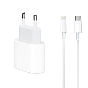 Адаптер Сетевой с кабелем - MHJ83ZM/A Type-C 3A/20W (Type-C/Lightning) (C) (white)
