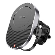 Держатель автомобильный Hoco SafeMag+беспроводная зарядка HW12 в дефлектор 15W (black)