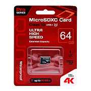 Карта флэш-памяти MicroSD 64 Гб Qumo без SD адаптер Pro seria UHS-1 U3