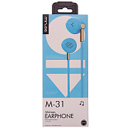 Проводные наушники с микрофоном вкладыши Misoo M31 Jack 3,5  (blue)