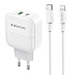 Адаптер Сетевой с кабелем Borofone BA46A Premium PD QC3.0 USB/Type-C 3A/18W (Type-C/Lightning) (white)