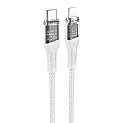 Кабель Type-C - Apple lightning Hoco U111 Transparent PD 20W 120см 3A  (grey)