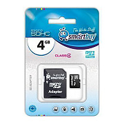 Карта флэш-памяти MicroSD  4 Гб Smart Buy +SD адаптер (class 4)