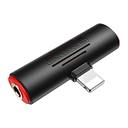 Переходник Jack 3.5 (м) / Lightning (м) - Lightning (п) Borofone BV7 1,8см (black)