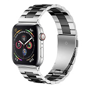 Ремешок - ApW36 металл блочный на застежке Apple Watch 42/44/45/49 mm (silver/black)