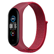 Ремешок - WB09 Xiaomi Mi Band 5/Mi Band 6 текстиль липучка (регулируемый) (pink)