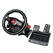 Игровой руль Dialog GW-230VR Fast Drive - вибро, 2педали+рычаг, PC USB/PS4&3/XB1&360/Android/Switch (black)