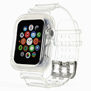 Ремешок - ApW21 Apple Watch 38/40/41 mm прозрачный силикон на пряжке+кейс (silver)