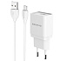 Адаптер Сетевой с кабелем Borofone BA19A Nimble USB 1A/5W (USB/Micro USB) (white)