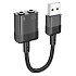 Переходник 2*Jack 3,5 (м) - USB (п) Hoco LS37 Spirit 10см (black)