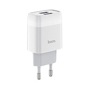 Адаптер Сетевой с кабелем Hoco C73A Glorious 2USB 2,4A/12W (USB/Type-C) (white)