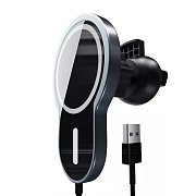 Держатель автомобильный - SafeMag+беспроводная зарядка CarWC03 SafeMag в дефлектор 15W (black)