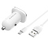 Адаптер Автомобильный с кабелем Borofone BZ12A Lasting power single port QC3.0 1USB/5V/3A +Micro USB (white)