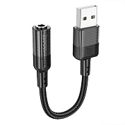 Переходник Jack 3.5 (м) - USB (п) Hoco LS37 Spirit 10см (black)