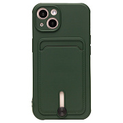 Чехол-накладка - SC304 с картхолдером для "Apple iPhone 14" (dark green)