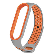 Ремешок - WB07 Sport N Xiaomi Mi Band 5/Mi Band 6 силикон на кнопке (регулируемый) (gray/orange)