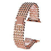 Ремешок - ApW Apple Watch 42/44/45/49 mm металл раскладывающаяся застежка (001) (rose gold)