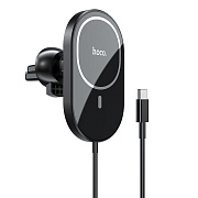 Держатель автомобильный Hoco SafeMag+беспроводная зарядка CA90 PD в дефлектор 15W (black)