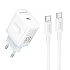 Адаптер Сетевой с кабелем Borofone BA99A Breeze PD Type-C 3A/20W (Type-C/Type-C) (white)