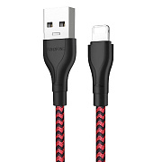 Кабель USB - Apple lightning Borofone BX39 Beneficial 12W 100см 2,4A  (black/red)