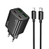Адаптер Сетевой с кабелем Hoco N56 2Type-C/2USB 3A/30W (Type-C/Lightning) (black)