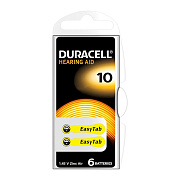 Элемент воздушно-цинковый Duracell ZA10 (6-BL) (для слуховых аппаратов)  (6/60/600/54000)