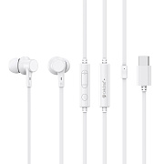 Проводные наушники с микрофоном внутриканальные Celebrat G40 Type-C  (white)