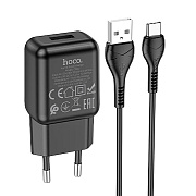 Адаптер Сетевой с кабелем Hoco C96A USB 2,1A/10W (USB/Type-C) (black)