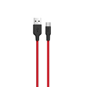 Кабель USB - Type-C Hoco X21 Silicone 15W 100см 3A  (black/red)