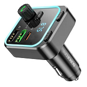 Автомобильный FM-трансмиттер Borofone BC53 Highway PD20W+QC3.0 (повр. уп.)  (black)