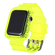 Ремешок - ApW21 Apple Watch 38/40/41 mm прозрачный силикон на пряжке+кейс (yellow)