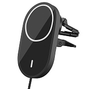 Держатель автомобильный - SafeMag+беспроводная зарядка CarWC02 SafeMag в дефлектор 15W (black)