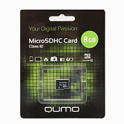 Карта флэш-памяти MicroSD  8 Гб Qumo без SD адаптера (class 10)