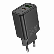 Адаптер Сетевой Hoco N61 Gentle PD+QC3.0 USB/Type-C 20W (black)