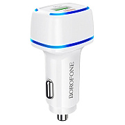 Адаптер Автомобильный Borofone BZ14A Mercury USB/Type-C/5V/3.4A PD+QC3.0 (white)