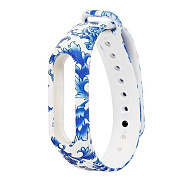Ремешок - WB13 Xiaomi Mi Band 2 силикон на кнопке (09) (регулируемый) (white/blue)