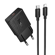Адаптер Сетевой с кабелем Hoco N72 Mini PD Type-C 3A/20W (Type-C/Lightning) (black)