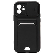 Чехол-накладка - PC066 с картхолдером (360) для "Apple iPhone 12" (black/black) (206992)