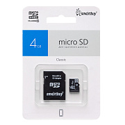 Карта флэш-памяти MicroSD  4 Гб Smart Buy +SD адаптер (class 10)